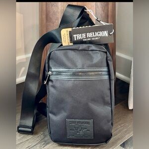 True Religion Yeta Sling Crossbody,3 zip compartments,credit card slots